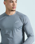 Mens Grid Tech Long Sleeve T-Shirt - Platinum Grey