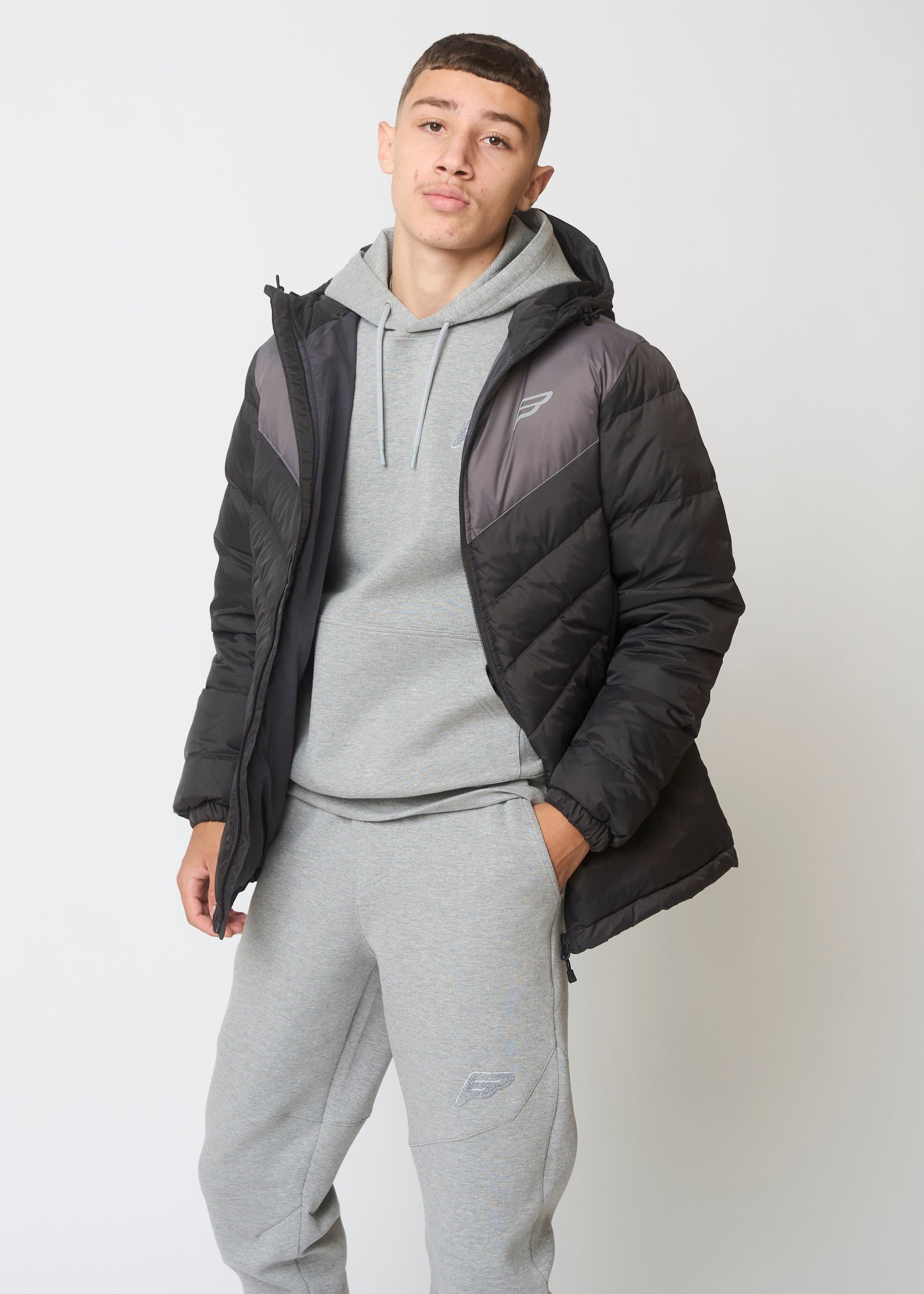 Juniors Marl Grey Tech Jogsuit