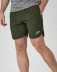 Mens Khaki Green Content Shorts