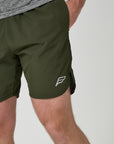 Mens Khaki Green Content Shorts