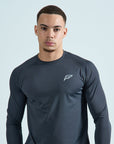 Mens Grid Tech Long Sleeve T-Shirt - Phantom Black
