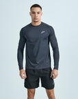 Mens Grid Tech Long Sleeve T-Shirt - Phantom Black