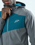 Mens Stride Windbreaker - Grey/Teal