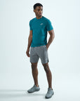 Mens Stride Shorts Set - Grey/Teal