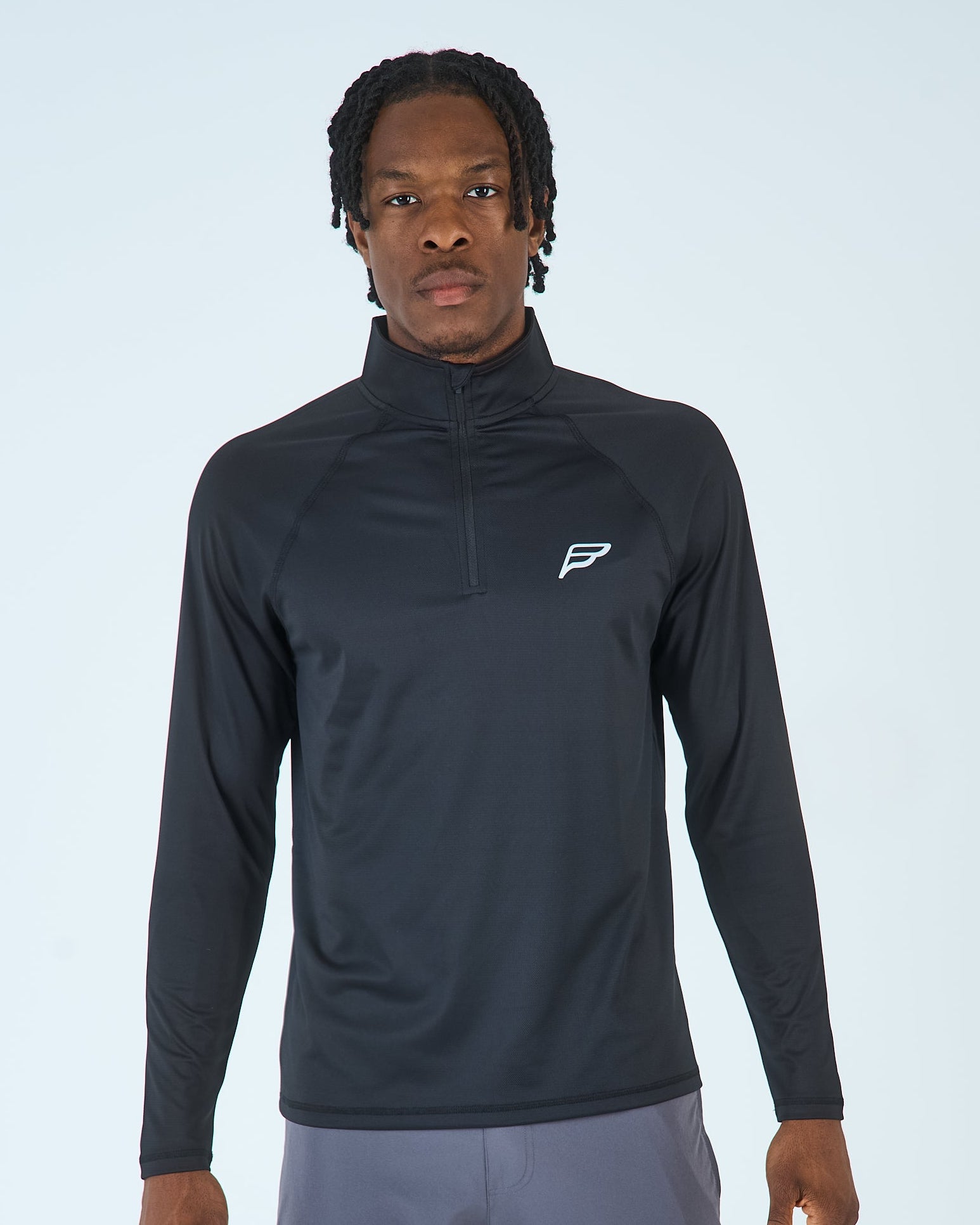 Mens Core 1/4 Zip Jogger Set - Black/Grey