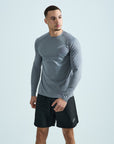 Mens Grid Tech Long Sleeve T-Shirt - Platinum Grey