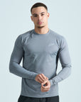 Mens Grid Tech Long Sleeve T-Shirt - Platinum Grey