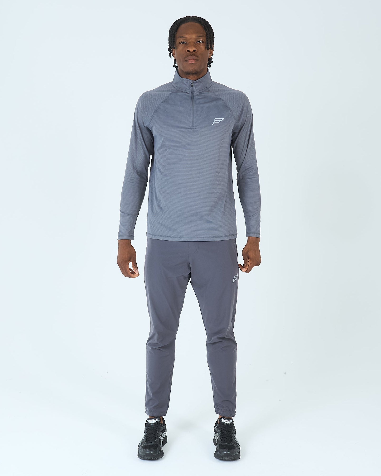 Mens Core 1/4 Zip Jogger Set - Grey/Grey