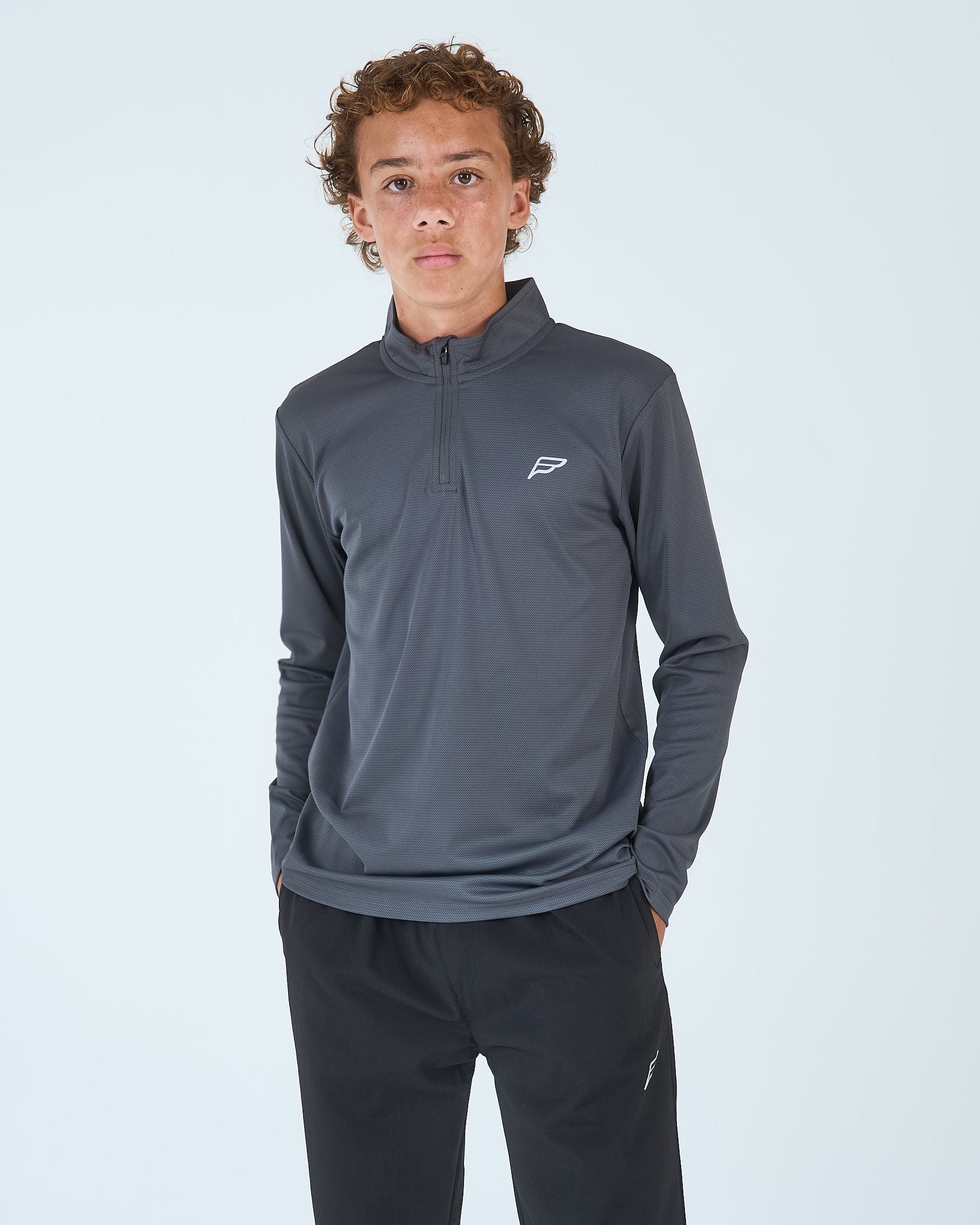 Juniors Core 1/4 Zip Jogger Set - Grey/Black