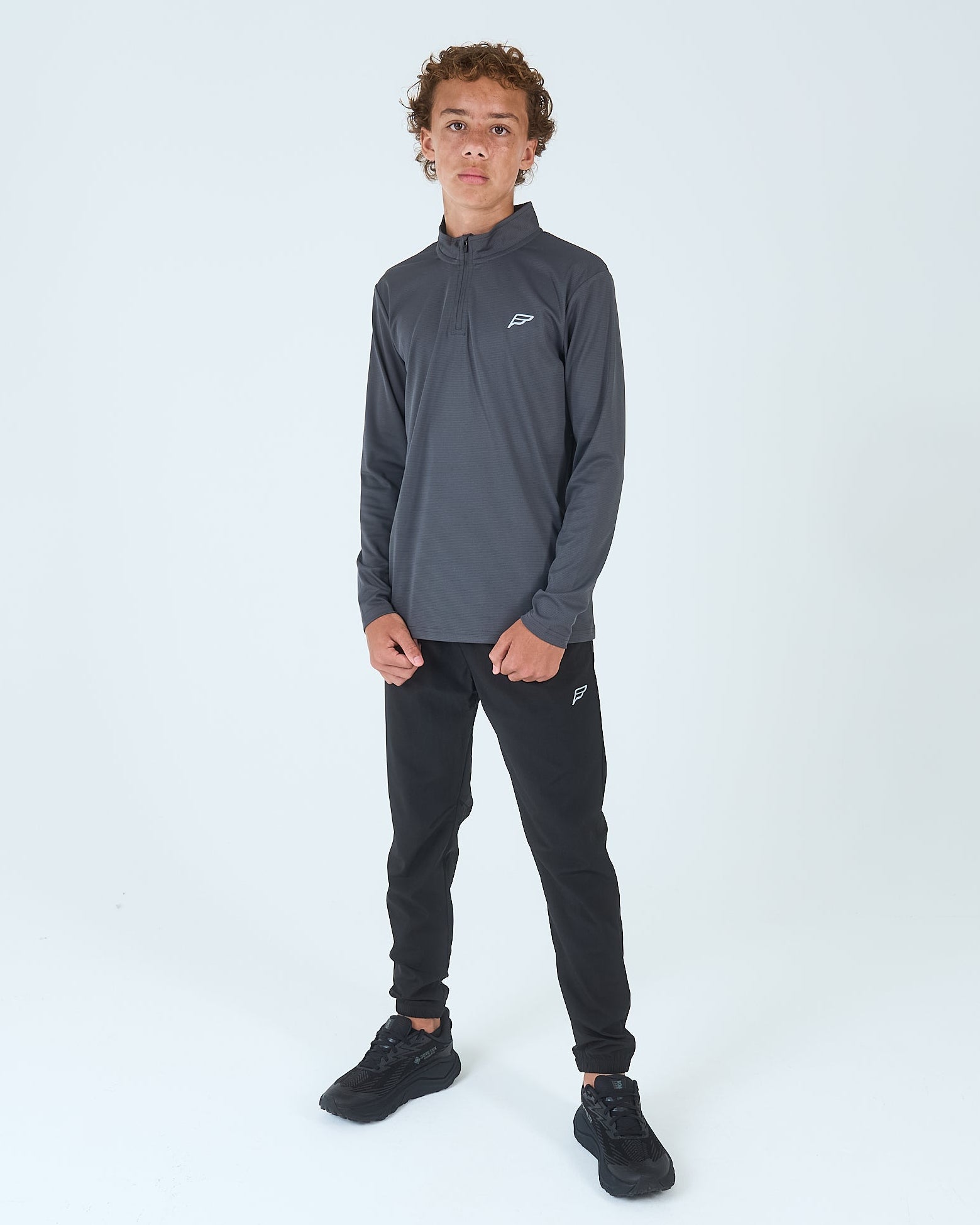 Juniors Core 1/4 Zip Jogger Set - Grey/Black