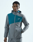Mens Stride Windbreaker - Grey/Teal