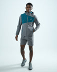 Mens Stride Windbreaker - Grey/Teal