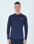 Mens Grid Tech Long Sleeve T-Shirt - Passion Navy