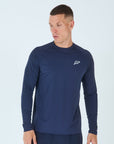 Mens Grid Tech Long Sleeve T-Shirt - Passion Navy