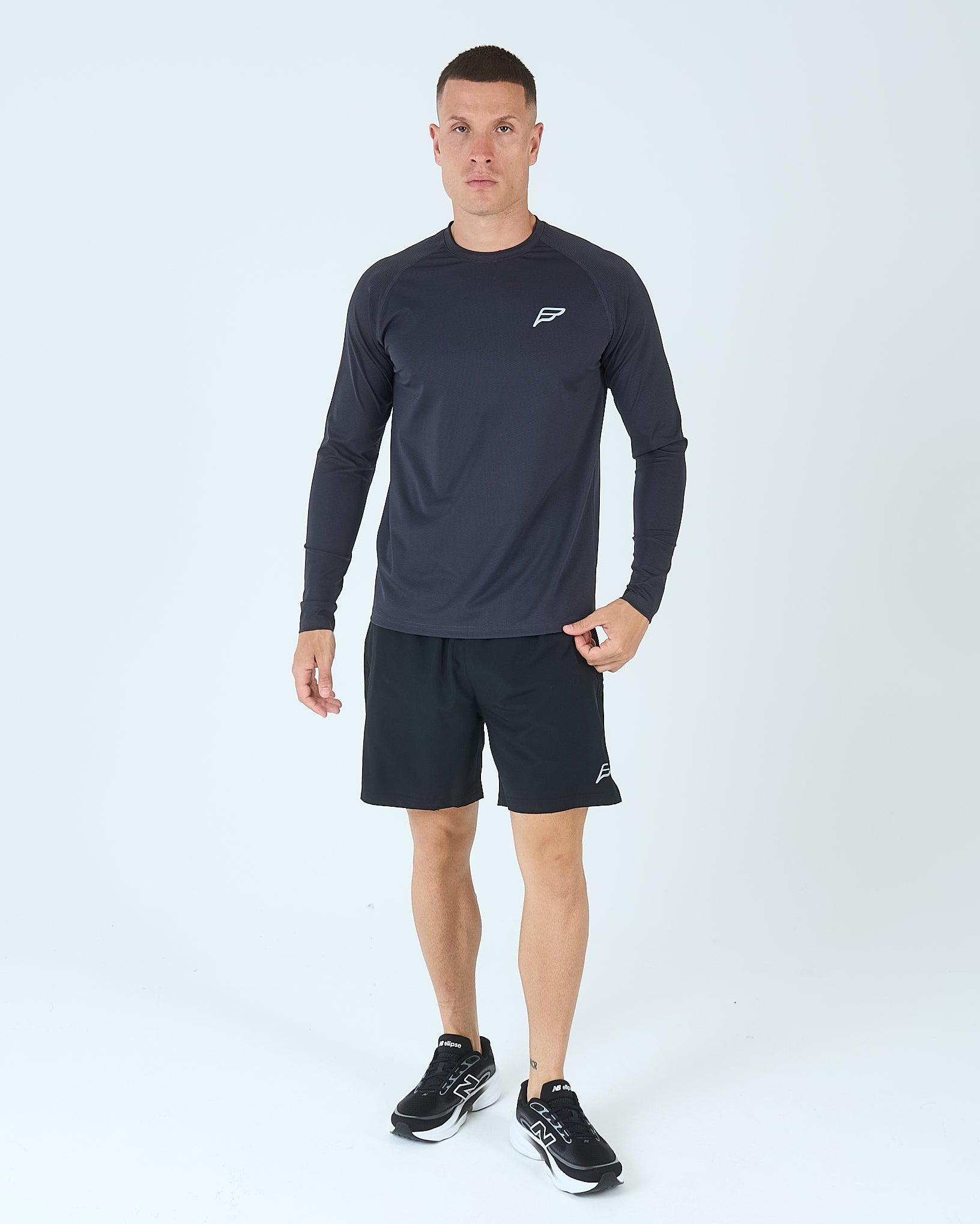 Mens Grid Tech Shorts Set LS - Phantom Black