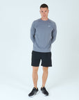 Mens Grid Tech Long Sleeve T-Shirt - Platinum Grey